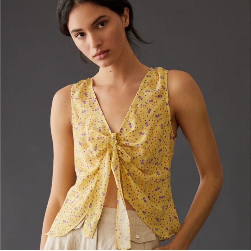 Favorite Daughter Yellow and Purple Floral Blouse